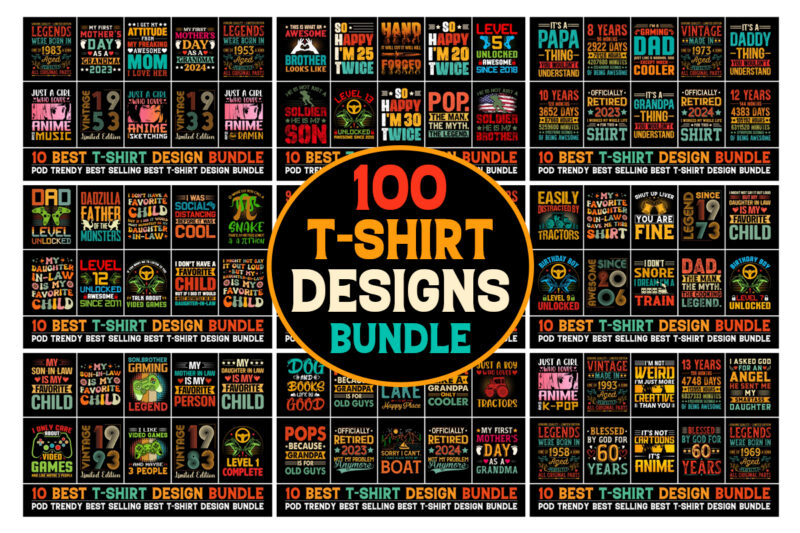 100 Best Selling T-Shirt Design Bundle