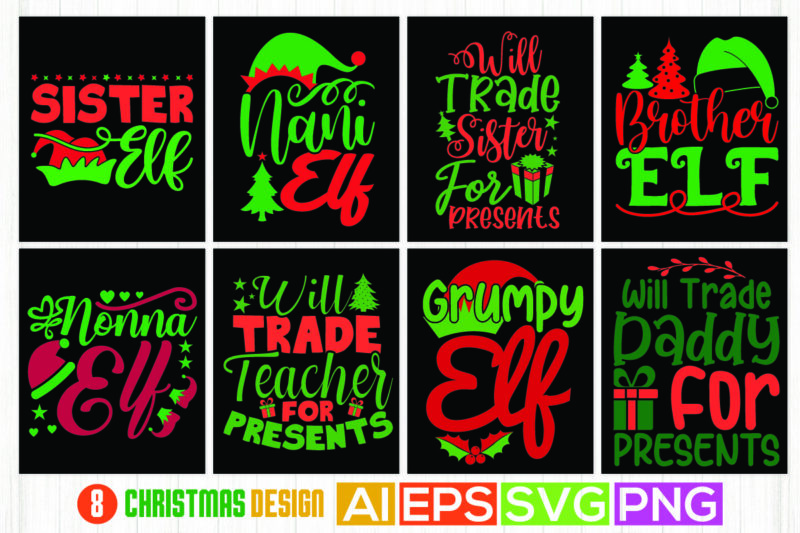 retro christmas shirt design quotes, will trade daddy for presents, funny christmas design illustration art