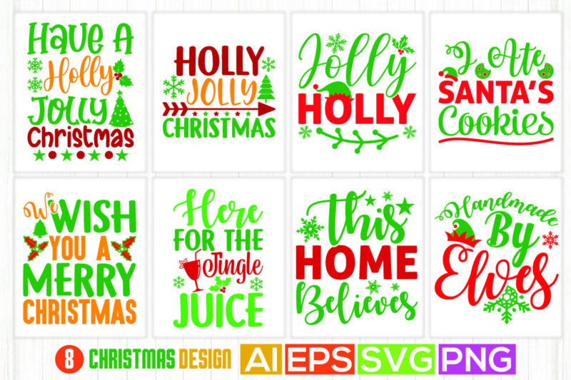 merry christmas retro style design, holly jolly christmas, funny greeting christmas season gift art