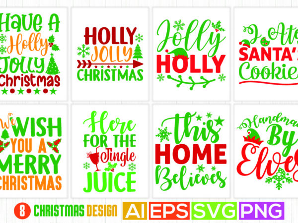 Merry christmas retro style design, holly jolly christmas, funny greeting christmas season gift art