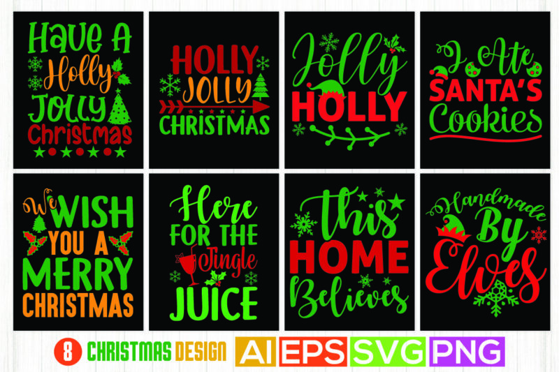 merry christmas retro style design, holly jolly christmas, funny greeting christmas season gift art