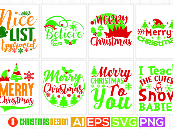 Christmas greeting quotes apparel, merry christmas template for t shirt design