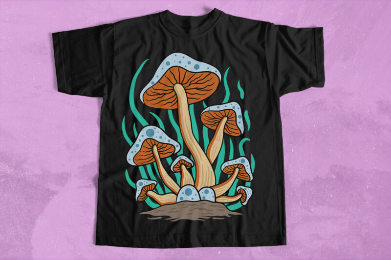 Mushroom Fantasy Art Illustration PNG T-shirt Designs Bundle