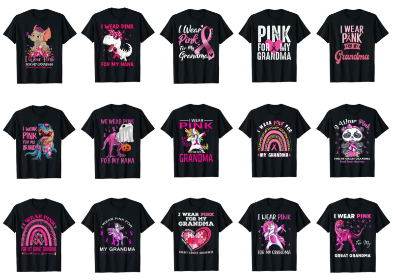 15 Breast Cancer Awareness For Grandma Shirt Designs Bundle For Commercial Use Part 4, Breast Cancer Awareness T-shirt, Breast Cancer Awareness png file, Breast Cancer Awareness digital file, Breast Cancer