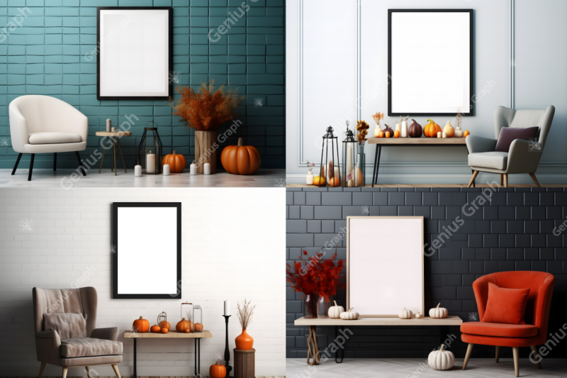 Fall Autumn Wall Art Mockup Bundle