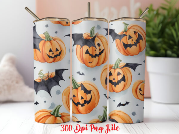 Halloween pattern tumbler sublimation wrap designs png