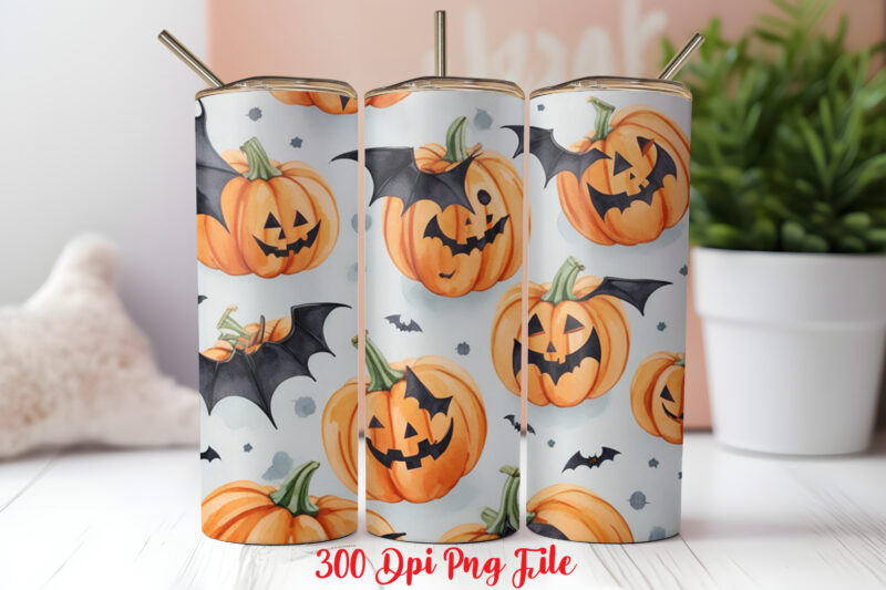 Halloween Pattern Tumbler Sublimation Wrap Designs PNG