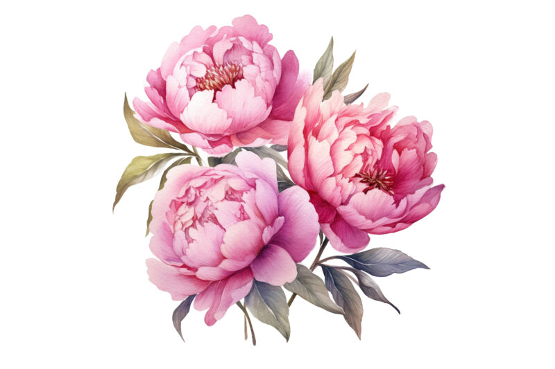 Watercolor Soft Pink Peonies Clipart