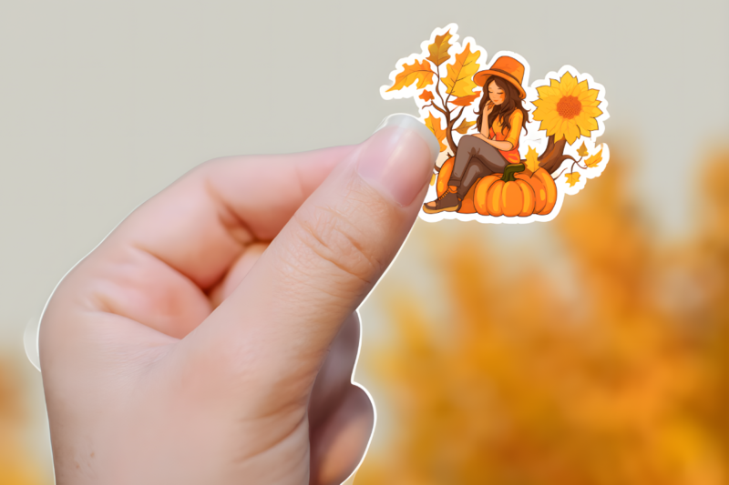 Fall Autumn Stickers Set With Cute Character