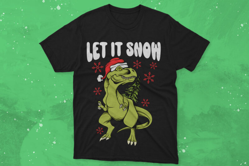 Christmas Dinosaur T-shirt Designs Vector Bundle