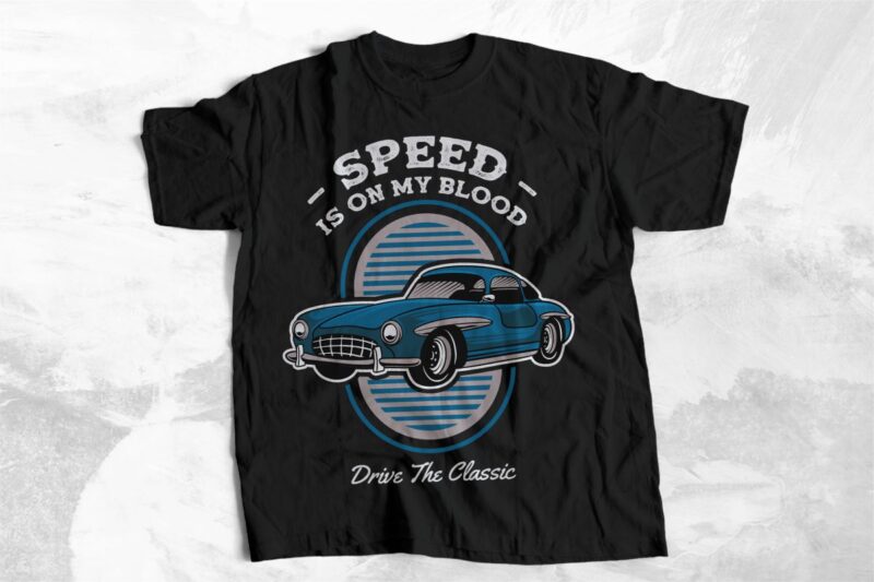 Classic Car Vector T-shirt Designs Bundle, Vintage Old Car Graphic T-shirt for Apparel