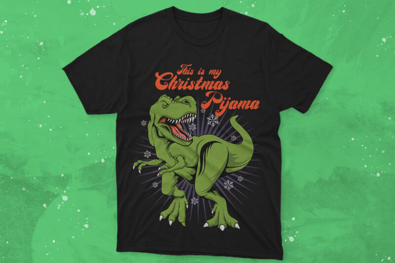 Christmas Dinosaur T-shirt Designs Vector Bundle