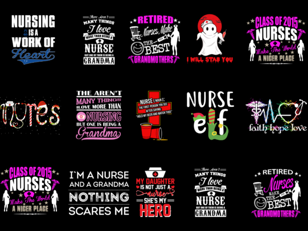 15 nurse shirt designs bundle for commercial use part 2, nurse t-shirt, nurse png file, nurse digital file, nurse gift, nurse download, nurse design dbh