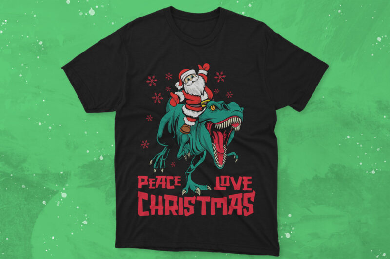 Christmas Dinosaur T-shirt Designs Vector Bundle