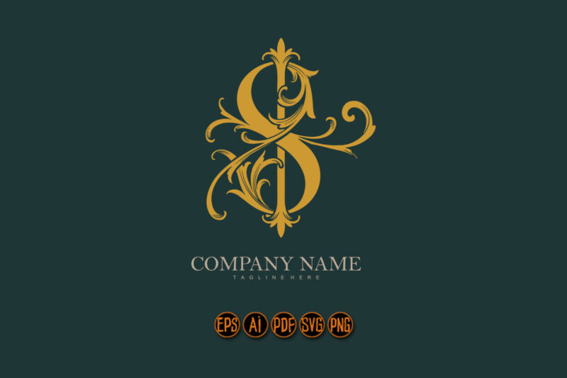 Beauty vintage elegant flourish gold number 6 monogram letter logo - Buy t- shirt designs