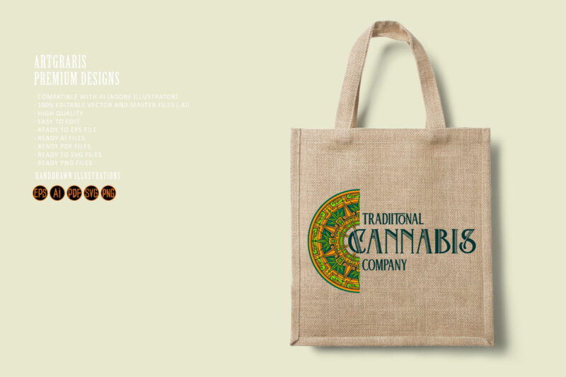 Ornamental mandala harmony beauty cannabis logo