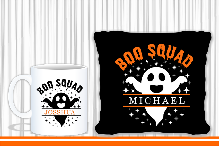 Boo Squad Split Monogram SVG, Kid Halloween T shirt Design Vector, Funny Halloween T shirt Design