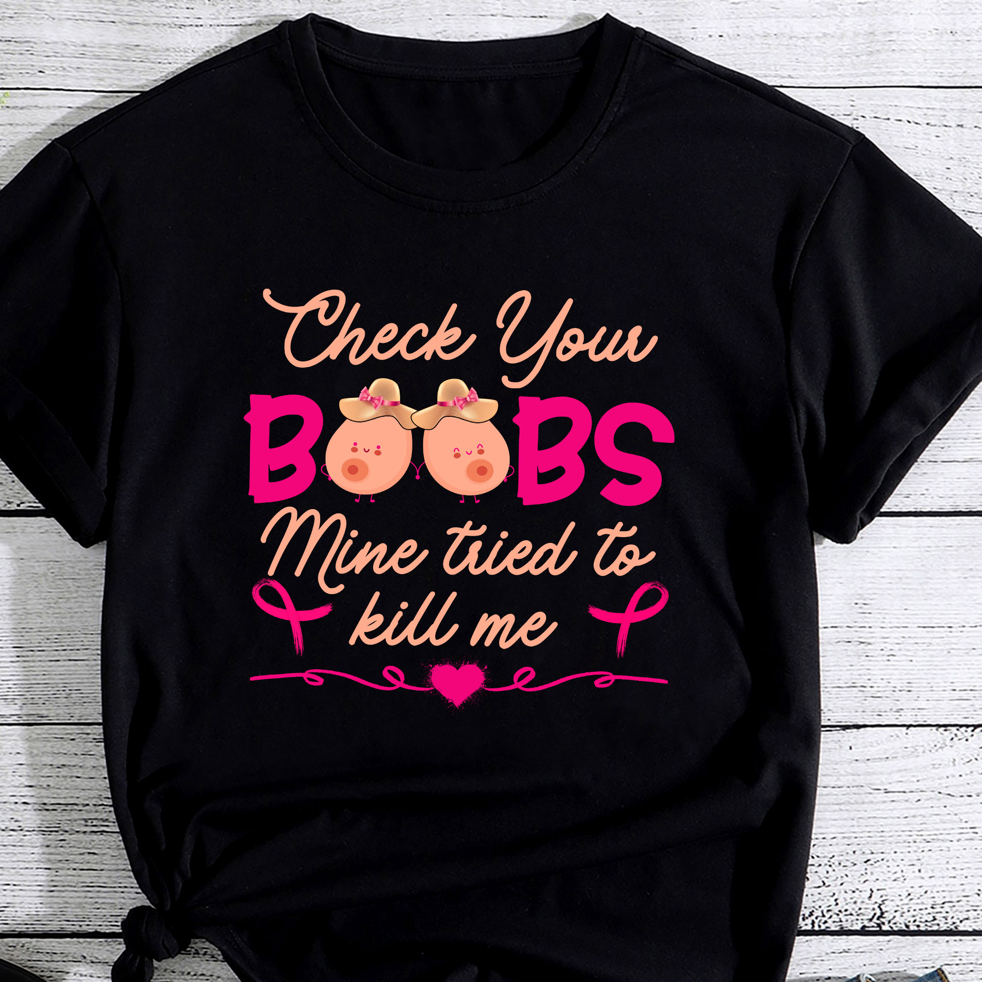 Breast Cancer Awareness Shirt Check Your Boobs Survivor Gift PC - Buy t ...