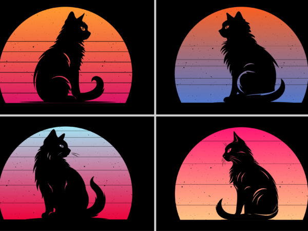 Cat lover retro sunset t-shirt graphic