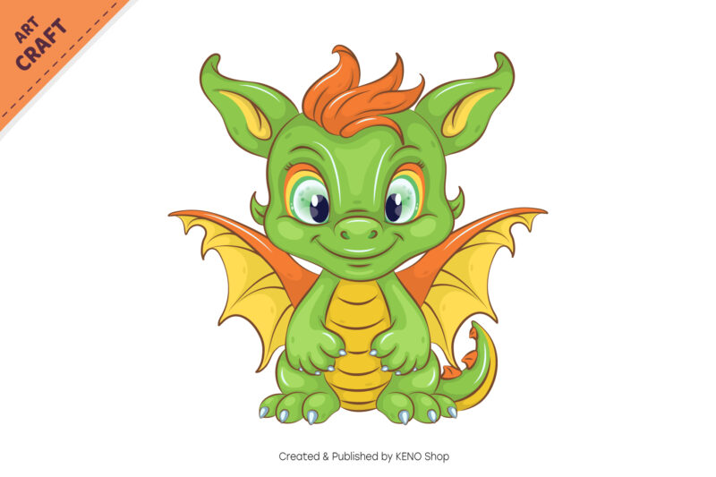 Set of Cartoon Dragons 01. Fantasy clipart.