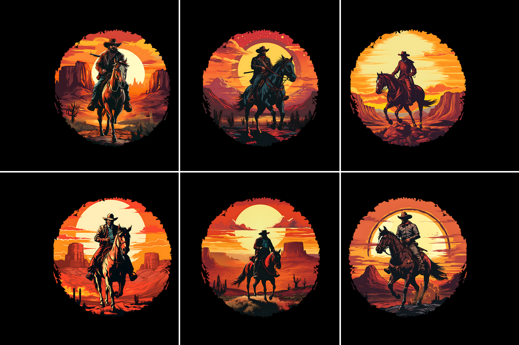 cowboy-t-shirt-design-graphic-illustration-bundle-cowboy-illustration-ai-cowboy-illustration