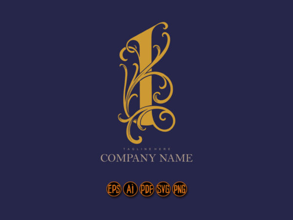 Elegance exquisite gold floral number 1 monogram logo vector clipart