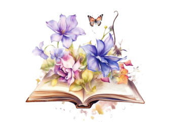 Fairy Flower Book Watercolor Clipart