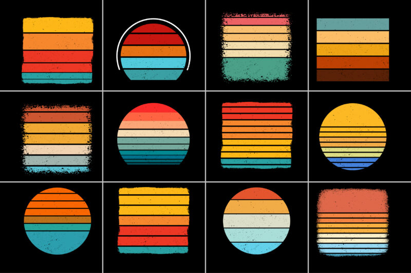 Retro Sunset Background Bundle