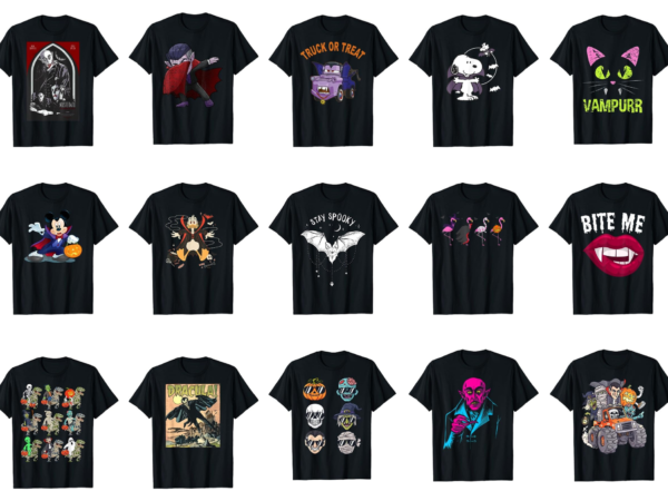 15 Halloween Vampire Shirt Designs Bundle For Commercial Use, Vampire T ...
