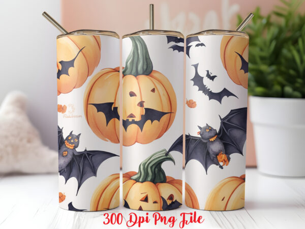 Halloween pattern tumbler sublimation wrap designs png