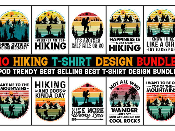 Hiking t-shirt design bundle