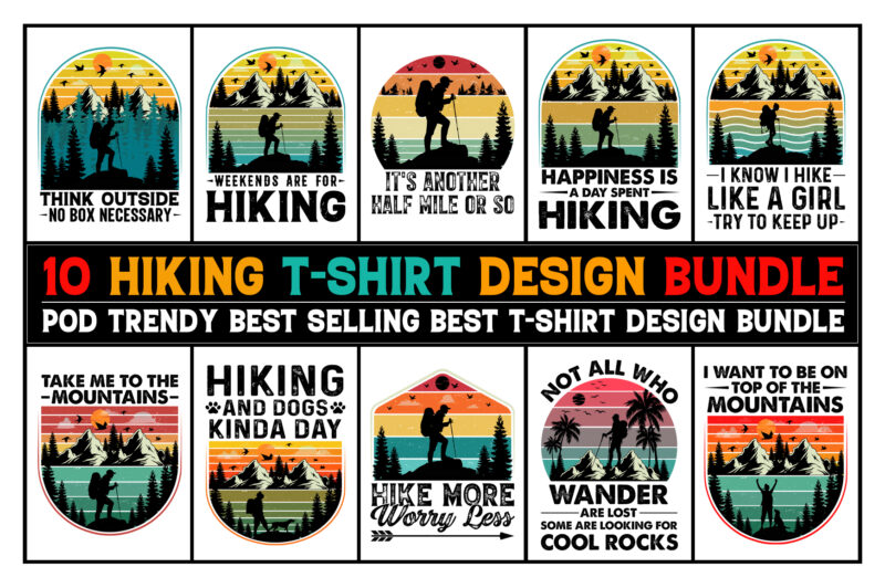 Hiking T-Shirt Design Bundle