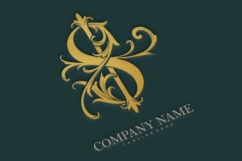 Gilded elegance luxury vintage gold S monogram letter logo