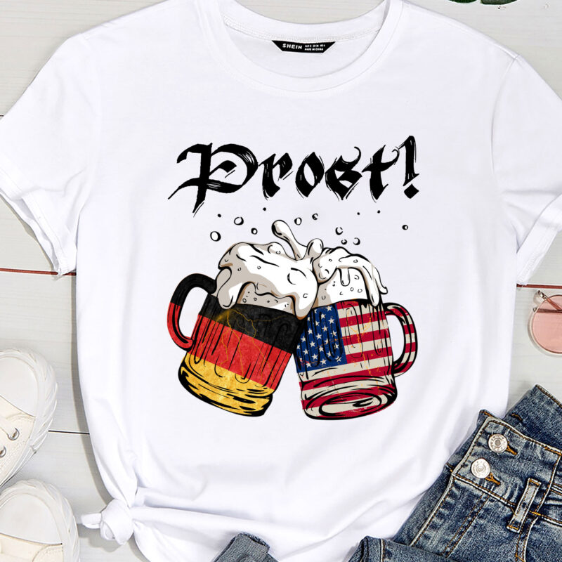 Oktoberfest Prost German American Flag Costume Men Women Kid T-Shirt PC