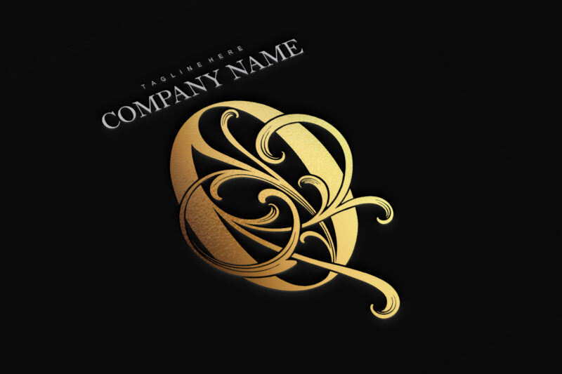 Opulence flourish gold floral O letter monogram logo