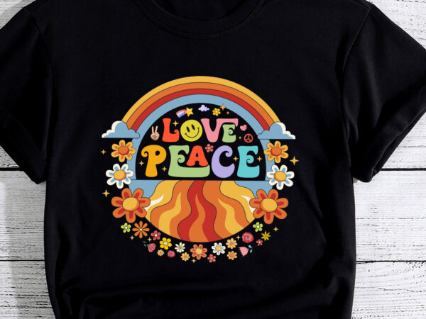 Peace sign love 60s 70s groovy hippie costume halloween t-shirt pc