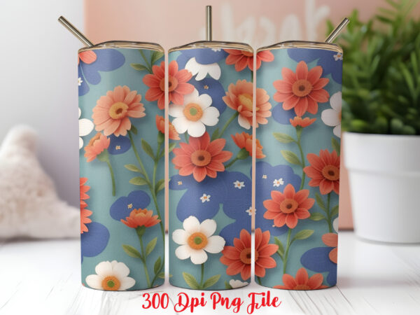 Patriotic wildflowers pattern tumbler wrap design