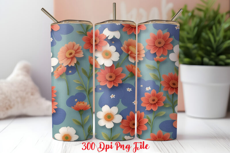 Patriotic Wildflowers pattern Tumbler Wrap design