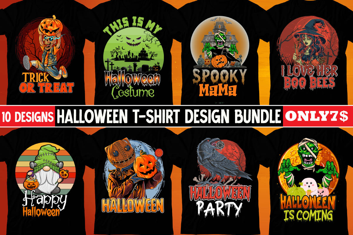 Halloween T-shirt Design Bundle,t-shirt design,halloween t shirt design ...