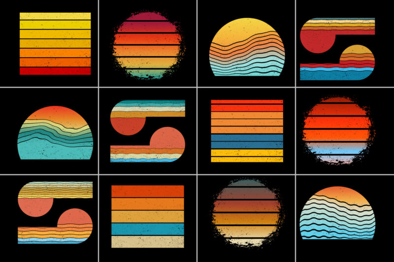 Retro Vintage Sunset Background for T-Shirt Design