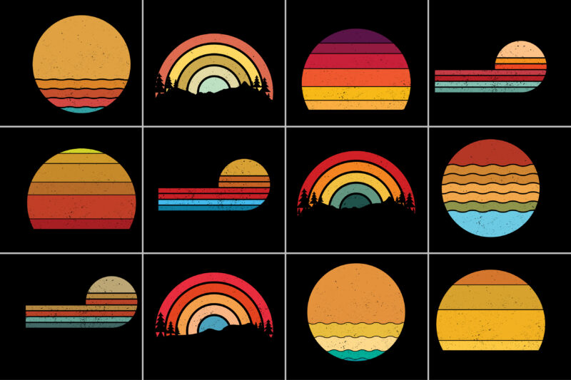 Sunset Colorful T-Shirt Background Bundle