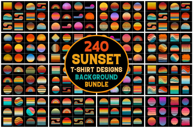 Retro Vintage Sunset Background for T-Shirt Design