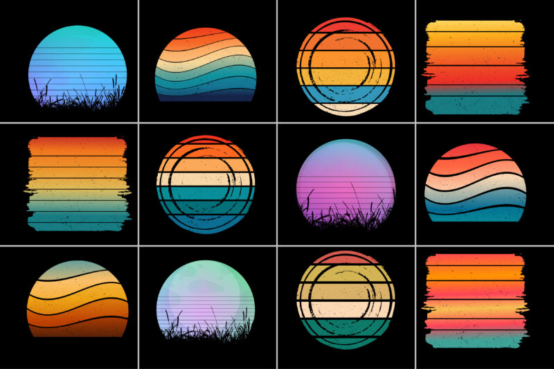 Retro Vintage Sunset Background for T-Shirt Design