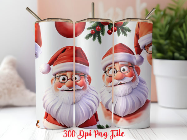 Santa claus pattern tumbler sublimation wrap designs png