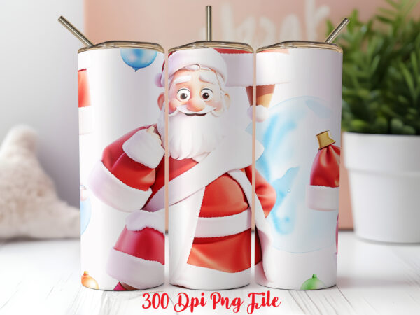 Santa claus pattern tumbler sublimation wrap designs png