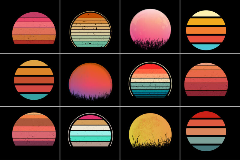 Retro Sunset Background Bundle