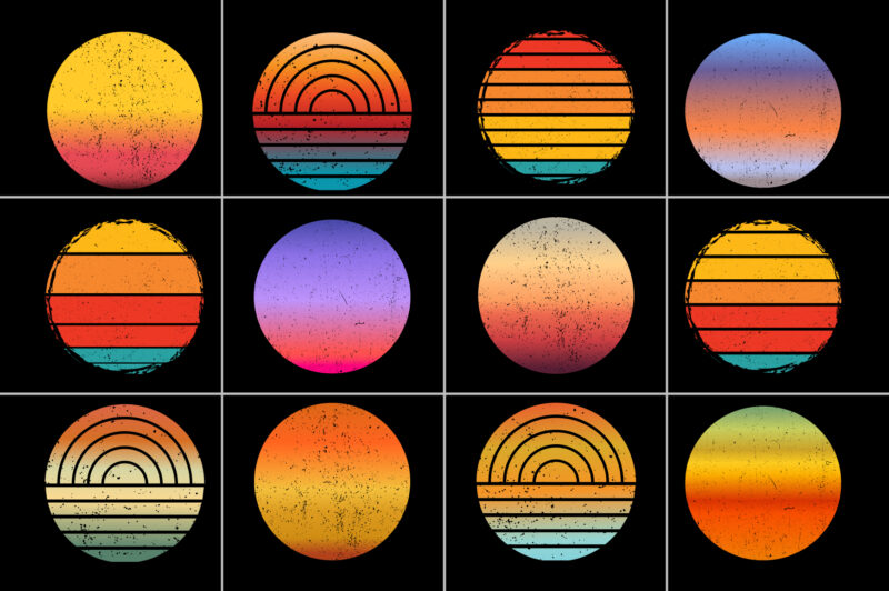 Retro Vintage Sunset Background for T-Shirt Design