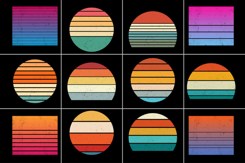 Sunset Colorful T-Shirt Background Bundle