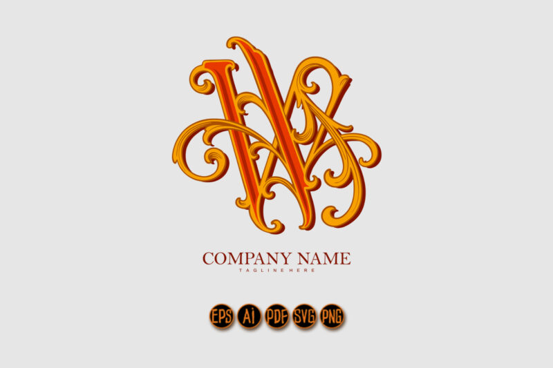 Monogram logo template with flourishes calligraphic elegant