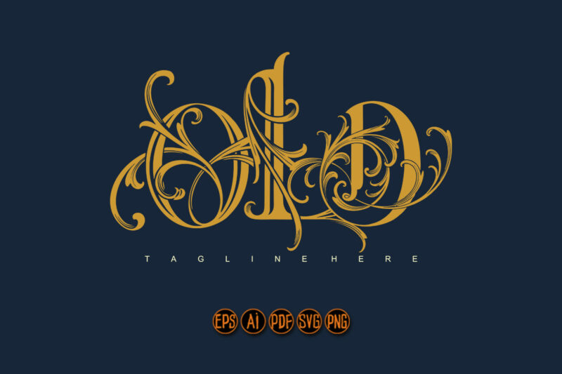 Timeless charm old lettering gold monogram logo